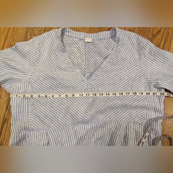 Poetry 100% Linen Blue and White Striped Preppy Modern Beachy Maxi Dress sz 14 - Picture 9 of 10
